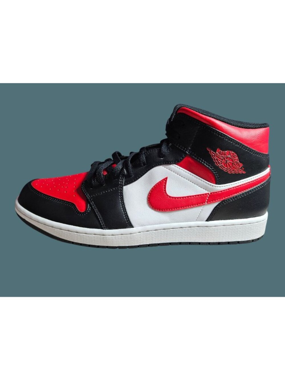 Air Jordan 1 Mid "Bred Toe" Sneakers Men Size 13 White/Black/Fire Red - Picture 10 of 16